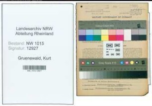 Entnazifizierung Kurt Gruenewald , geb. 03.10.1903 (Kaufmaennischer Angestellter)