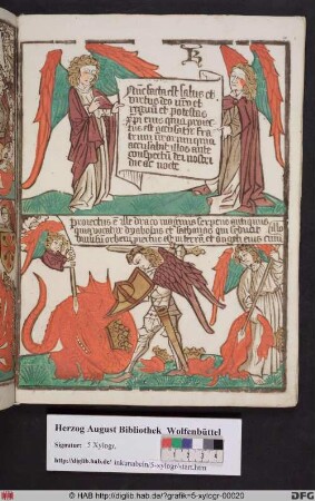 Oben: Die Verkündigung des Reichs Gottes (Offenb. 12,10). Unten: Der Drache wurde auf die Erde geworfen (Offenb. 12,9).