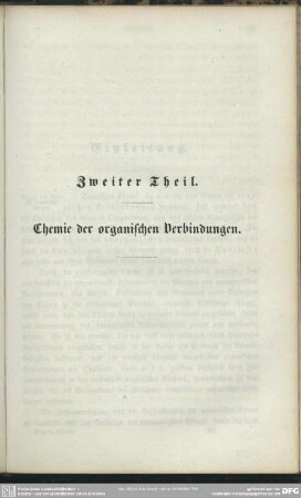 Zweiter Theil. Chemie der organischen Verbindungen