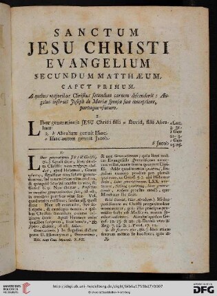 Sanctum Jesu Christi Evangelium secundum Matthaeum