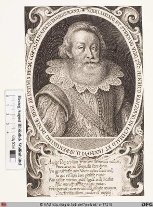 Bildnis Heinrich von Rantzau, Herr zu Schmoel u. Hohenfelde (b. Lütjenburg/Holst.)