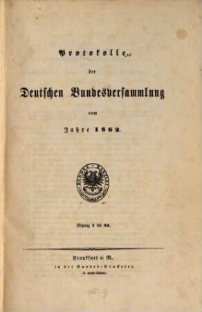 Protokolle der Deutschen Bundesversammlung. 1862