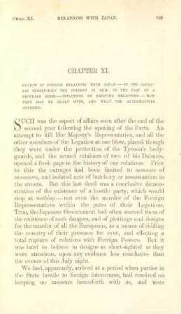 Chapter XI. Review of foreign relations with Japan ...