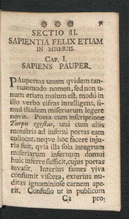 Sectio II. Sapientia Felix Etiam In Miseriis.