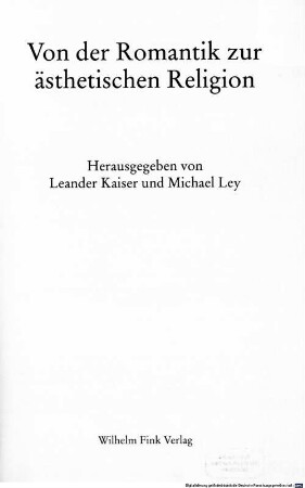 Von der Romantik zur ästhetischen Religion