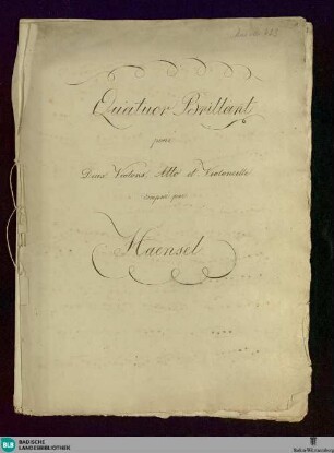 Quartets - Don Mus.Ms. 623 : vl (2), vla, vlc; B|b