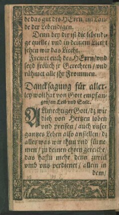 Dancksagung für allerley wolthat von Gott empfangen/ an Leib und Seele.