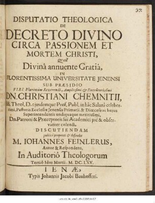 Disputatio Theologica De Decreto Divino Circa Passionem Et Mortem Christi