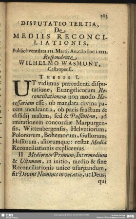 Disputatio Tertia, De Mediis Reconciliationis