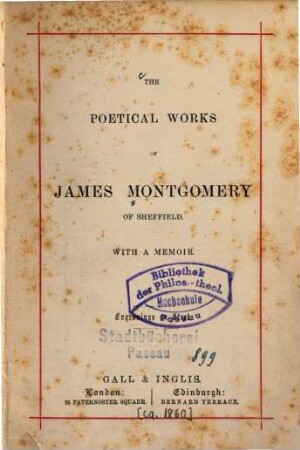 The poetical works of James Montgomery : with a memoir