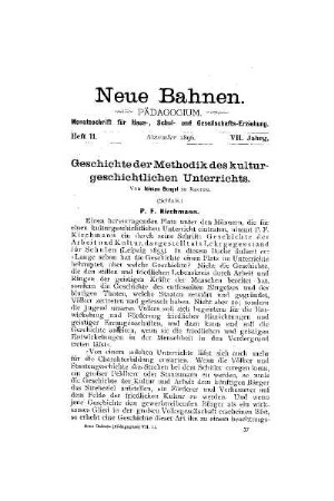 Geschichte der Methodik des kulturgeschichtlichen Unterrichts : (Schluß)