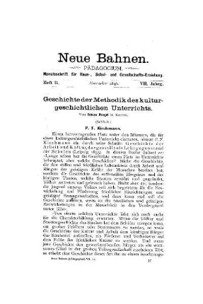 Geschichte der Methodik des kulturgeschichtlichen Unterrichts : (Schluß)