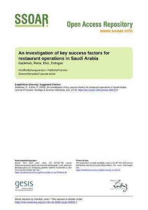 An investigation of key success factors for restaurant operations in Saudi Arabia