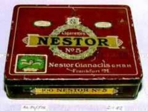 Blechdose für 100 Stück "Cigarettes NESTOR No. 5 Nestor Gianaclis G.M.B.H."