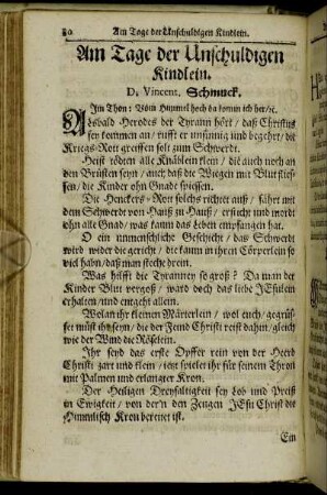 Am Tage der Unschuldigen Kindlein.