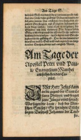 Am Tage der Apostel Petri und Pauli ...