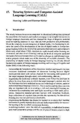 Tutoring Systems and Computer-Assisted Language Learning (CALL)