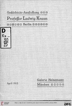 Gedächtnis-Ausstellung: Professor Ludwig Knaus