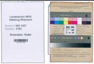Entnazifizierung Walter Bodenstein , geb. 26.12.1911 (Zeichenlehrer)