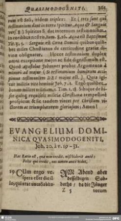 Evangelium Dominica Quasimodogeniti, Joh. 20. à v. 19-31