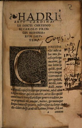 Hadrianvs TT. S. Chrysogoni, S.R.E. Presb. Card. Batonien. De Sermone Latino, [et] modis Latine loquendi : Eivsdem Venatio ad Ascanium Cardinalem. Item iter Iulij II. Pontif. Ro. Cvm Indice