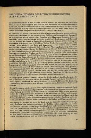 Ziele und Aufgaben des Literaturunterrichts in den Klassen 7 und 8