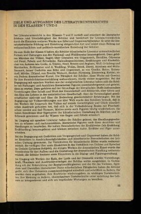 Ziele und Aufgaben des Literaturunterrichts in den Klassen 7 und 8
