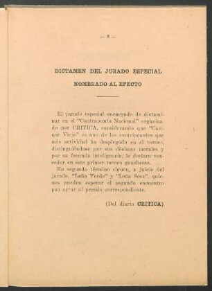 Dictamen del jurado especial nombrado al efecto