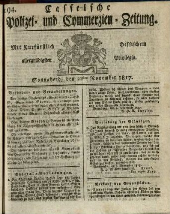 Nr. 94, Sonnabend, den 22sten November 1817