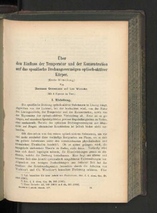 Über den Einfluss der Temperatur un der Konzentration auf das spezifische Drehungsvermögen optisch-aktiver Körper