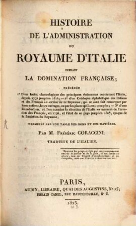 Histoire de l'Administration du royaume d'Italie pendant la domination française