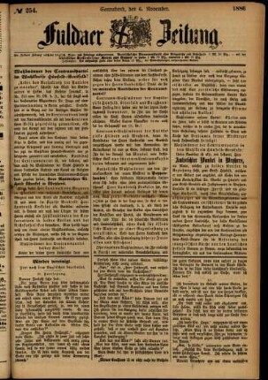 Ausgabe vom Samstag, den 06. November 1886.