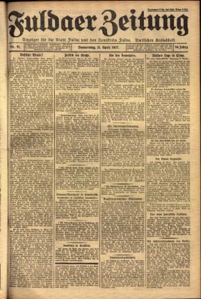 Erste Ausgabe vom Donnerstag, den 21. April 1927.