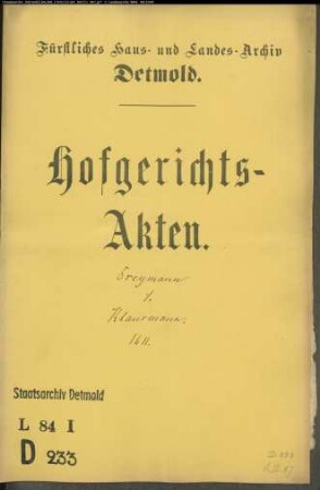Dreymann, Peter gegen Johann Klausmann - Schuldforderung