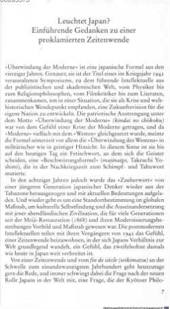 Leuchtet Japan? : Einführende Gedanken zu einer proklamierten Zeitenwende