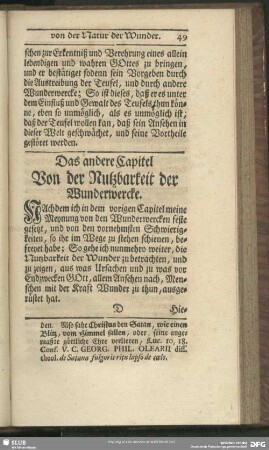 Das andere Capitel Von der Nutzbarkeit der Wunderwercke