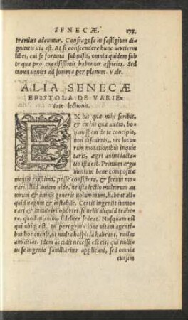 Alia Senecae Epistola De Varietate lectionis.