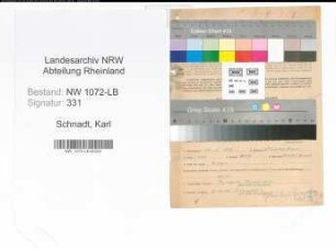 Entnazifizierung Karl Schnadt , geb. 17.02.1892 (Oberinspektor)