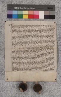 Hermann von Reckerode (Reckenrodt) und seine Frau Margarete verkaufen zwei Malter Hafer Eisenacher (Isennecher) Maß auf ihr Zinsgut zu Unkeroda (Unckenrode), das jetzt Hermann Snyder und seine Erben innehaben, an Äbtissin Katharina von Kohlhausen (Kolhusen), Priorin Gertrud Hesseberg (Hespergin) und den Konvent des Klosters St. Marien zu Allendorf (Allindorff) unter dem Frankenstein (Franckensteyn) an der Werra vor Salzungen (Saltzungin) für erhaltene 20 rheinische Gulden. Der Zins ist fällig an Michaelis; Hermann Snyder und seine Ehefrau haben die Lieferung gelobt, die Aussteller haben sie von der entsprechenden Verpflichtung ihnen gegenüber losgesagt. Bei Säumnis kann das Kloster gerichtlich gegen sie vorgehen; dabei entstehender Schaden ist zu ersetzen. Die Aussteller versprechen Währschaft. (1) Hermann von Reckerode siegelt für sich, seine Frau und seine Erben. Margarete bittet ihren Schwager (2) Werner von Reckerode, Burgmann zu Salzungen, um Mitbesiegelung; dieser kündigt sein Siegel an.