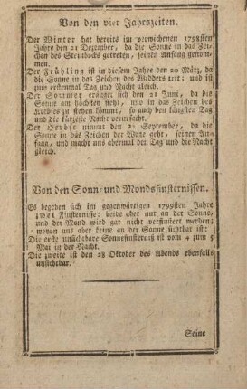 Von den vier Jahrszeiten.