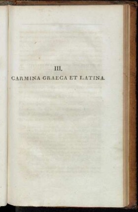 III. Carmina Graeca Et Latina