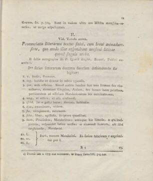 II. Vid. Tabulae aenea. Pronunciatio litterarum textus sinici, cum breui animaduersione ...