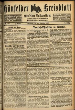 Erste Ausgabe vom Donnerstag, den 13. November 1930.