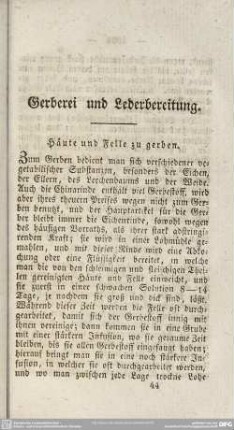 Gerberei und Lederbereitung