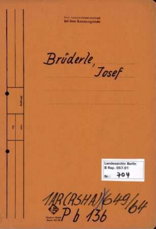 Personenheft Josef Brüderle (*30.04.1895)