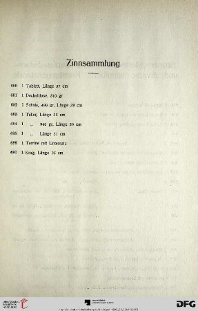 Zinnsammlung (Nr. 680-687)