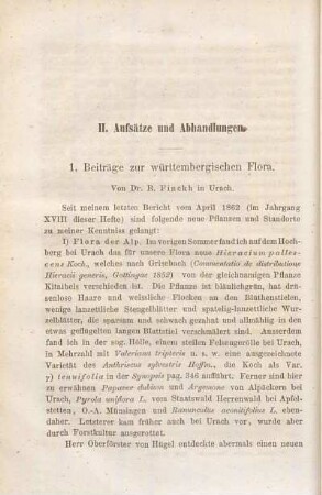 1. Beiträge zur württembergischen Flora