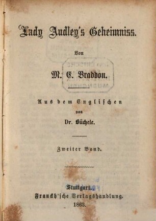 Lady Audley's Geheimniss, 2
