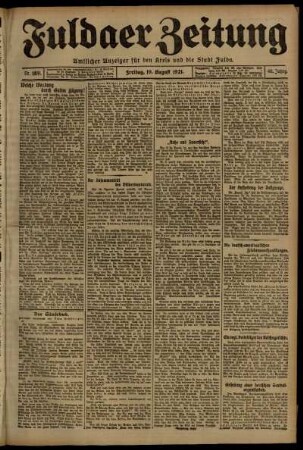 Ausgabe vom Freitag, den 19. August 1921.