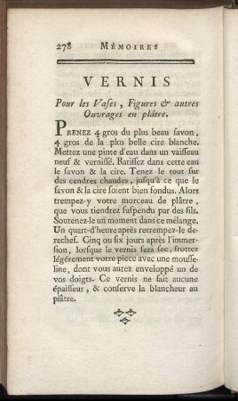 Vernis Pour les Vases, Figures & autres Ouvrages en plâtre.